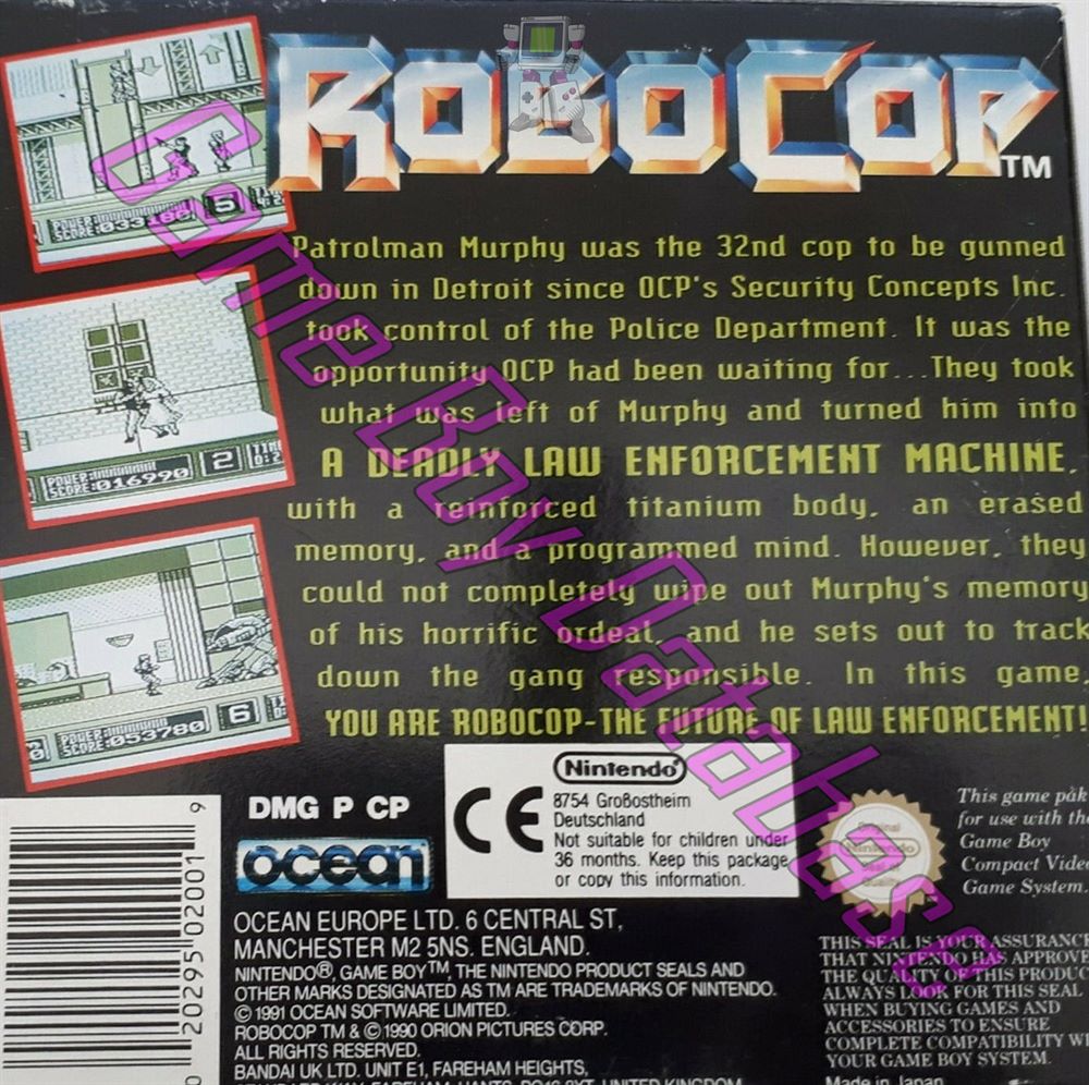 RoboCop UKV Back of the box