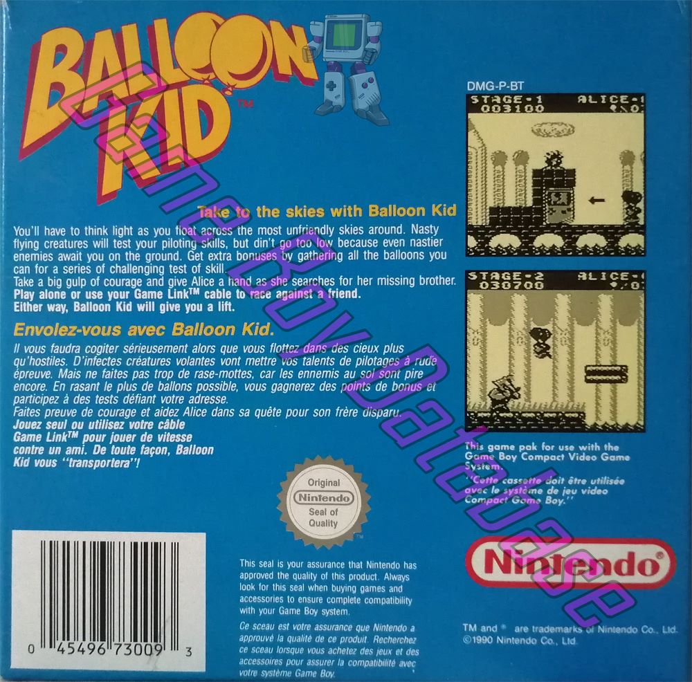 Balloon Kid FAH Back of the box