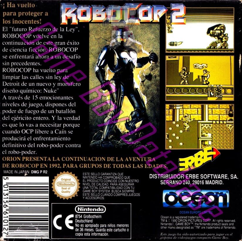 RoboCop 2 ESP Back of the box