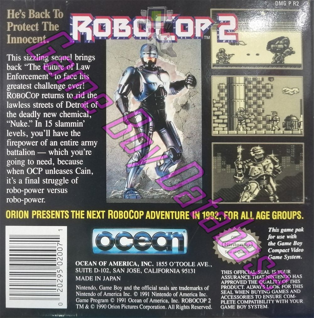 RoboCop 2 USA Back of the box