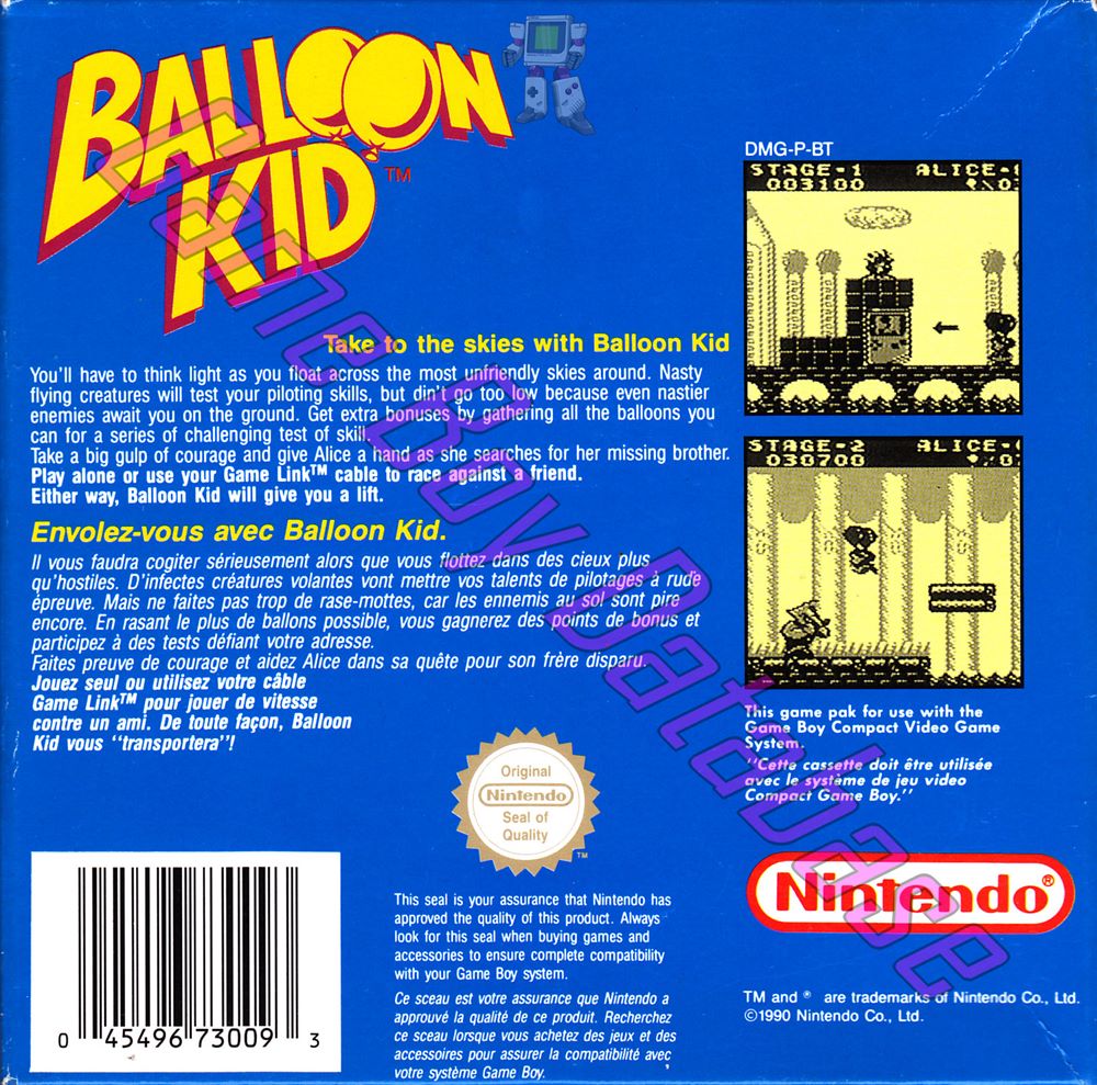 Balloon Kid FAH Back of the box