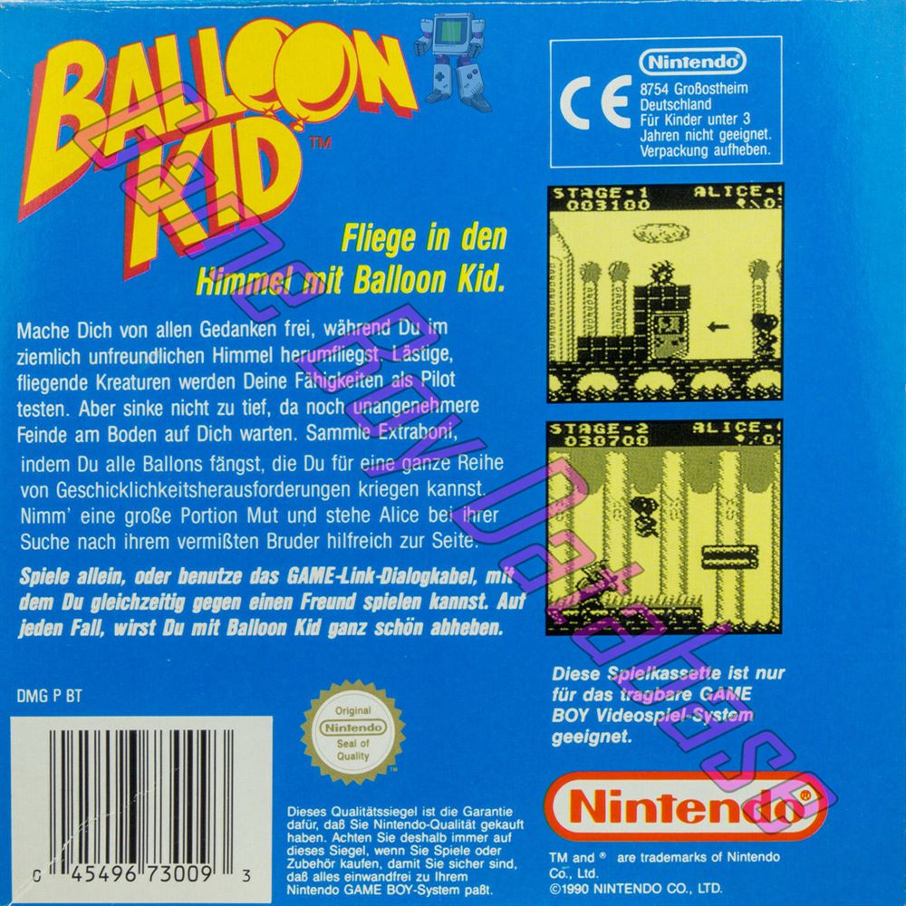 Balloon Kid FRG Back of the box