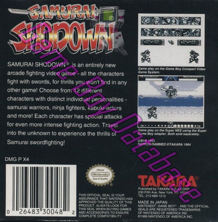 Samurai Shodown USA Back of the box