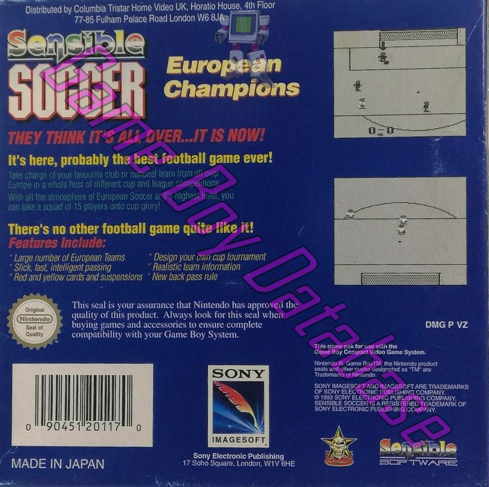 Sensible Soccer UKV-1 Back of the box