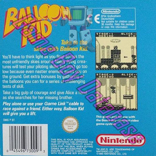 Balloon Kid SCN Back of the box