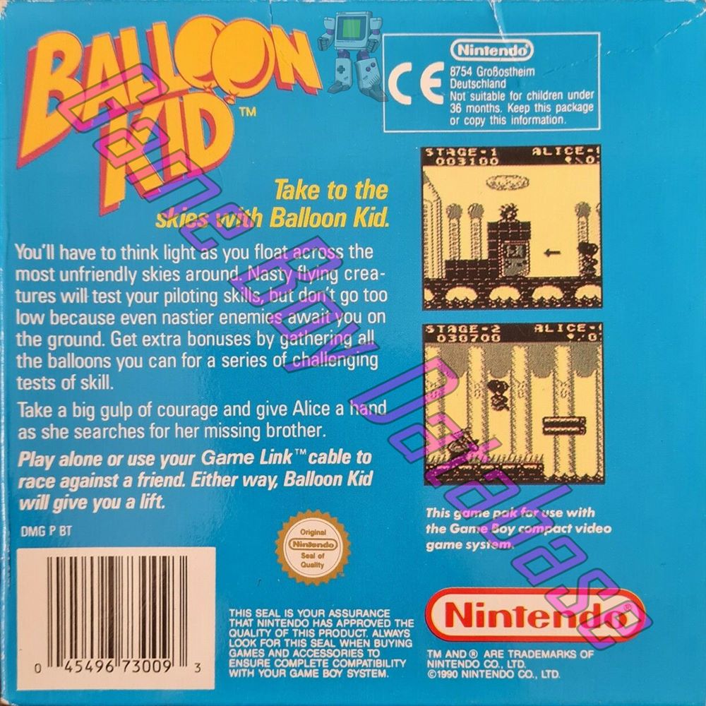 Balloon Kid UKV Back of the box