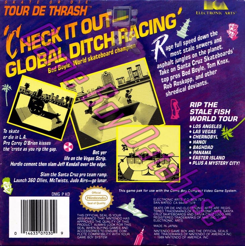 Tour de Thrash (Skate or Die) USA Back of the box