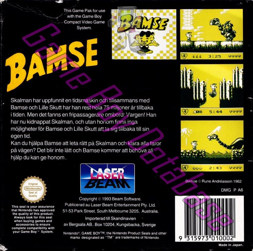 Bamse SCN Back of the box