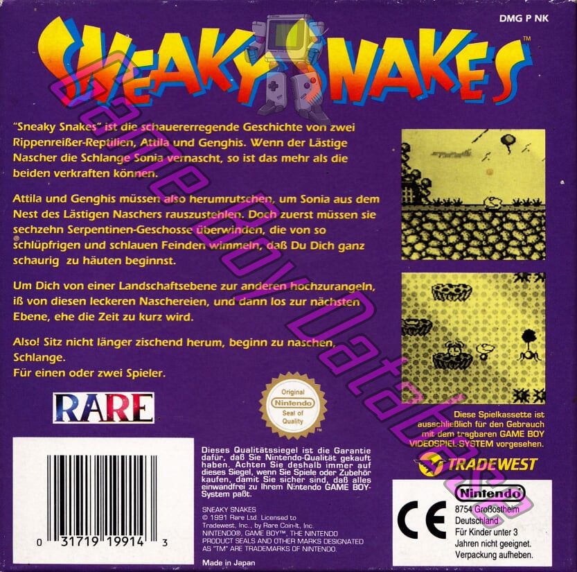 Sneaky Snakes FRG Back of the box