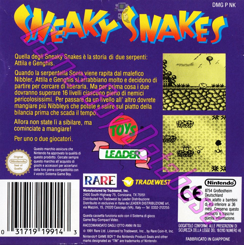 Sneaky Snakes ITA Back of the box