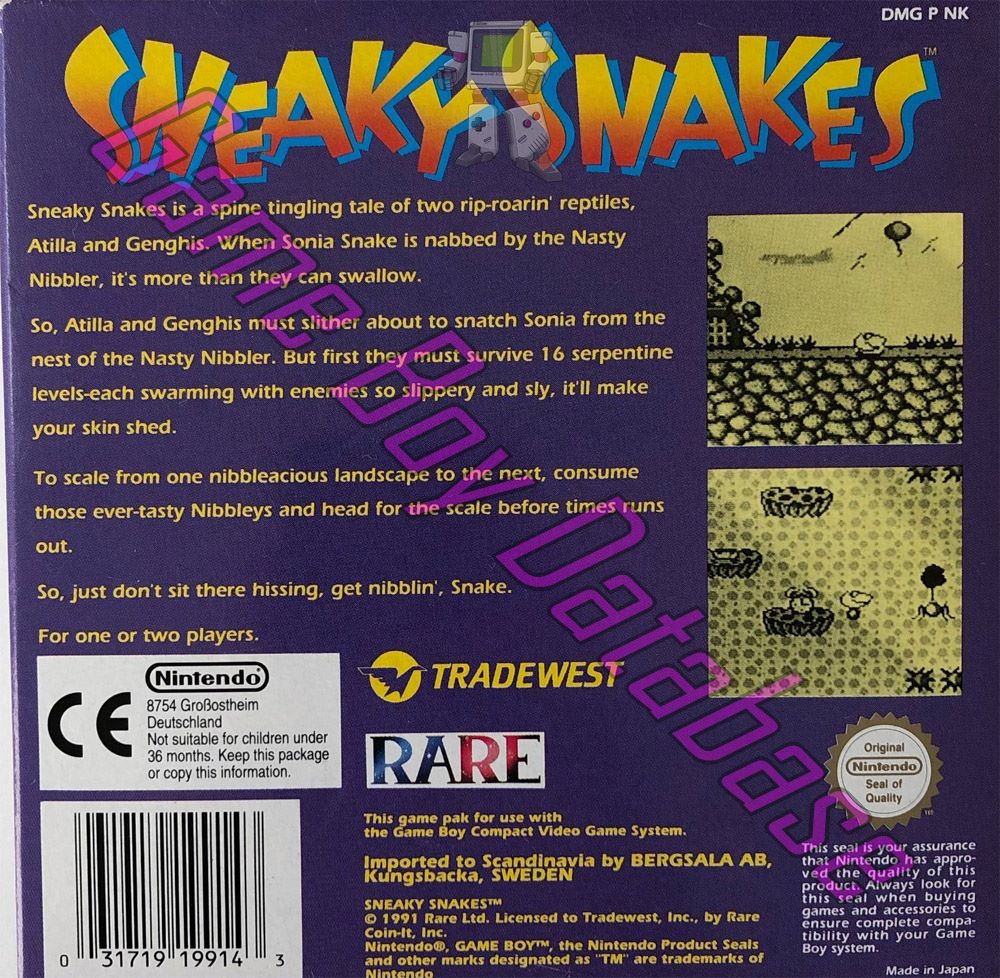 Sneaky Snakes SCN Back of the box