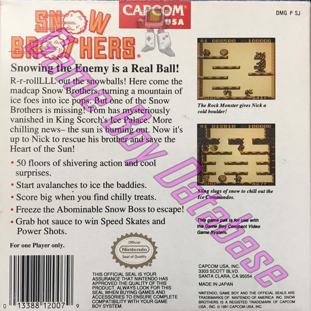 Snow Brothers Jr. USA Back of the box