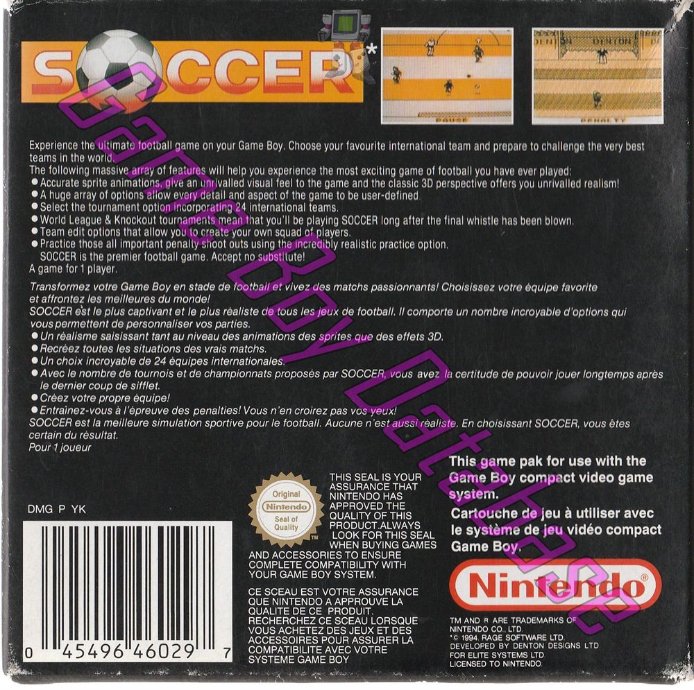 Soccer FAH Back of the box