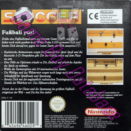 Soccer NOE Back of the box