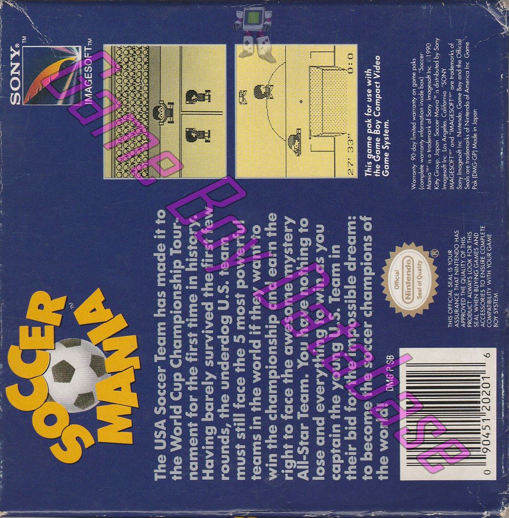 Soccer Mania USA Back of the box