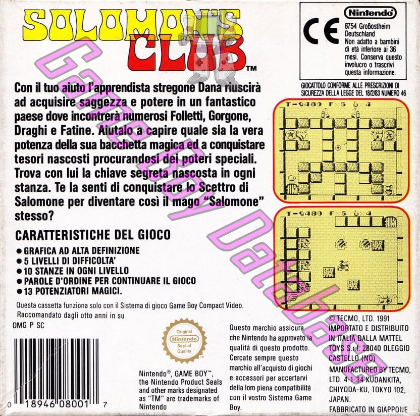 Solomon's Club ITA Back of the box