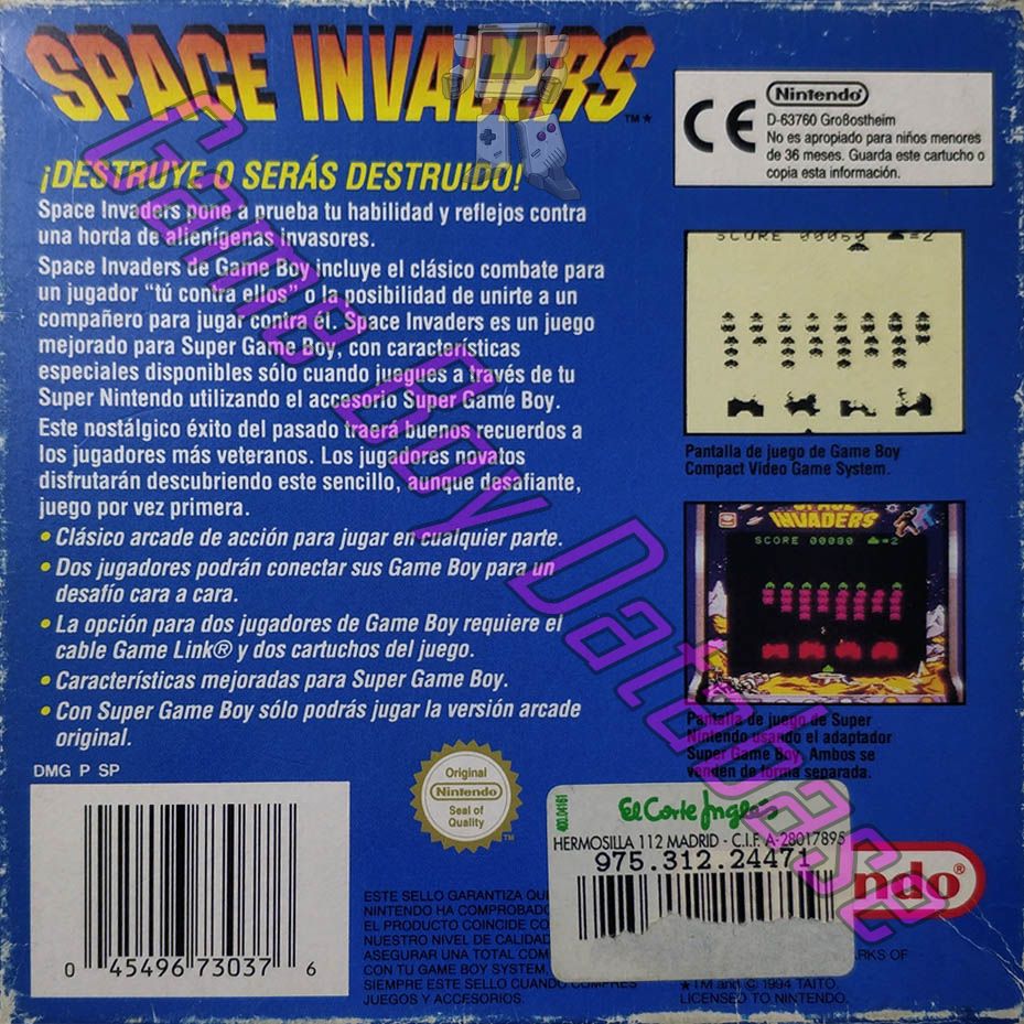 Space Invaders ESP-2 Back of the box