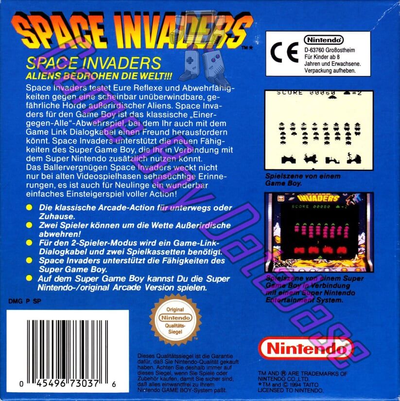 Space Invaders NOE Back of the box