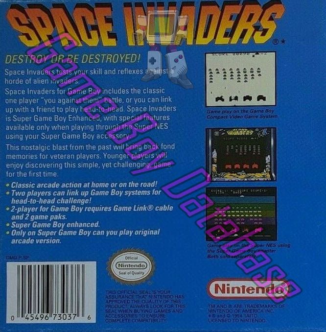 Space Invaders USA-1 Back of the box