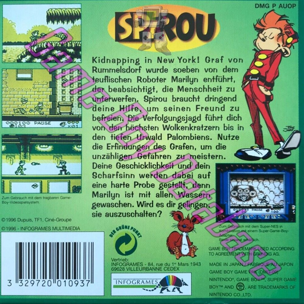 Spirou NOE Back of the box