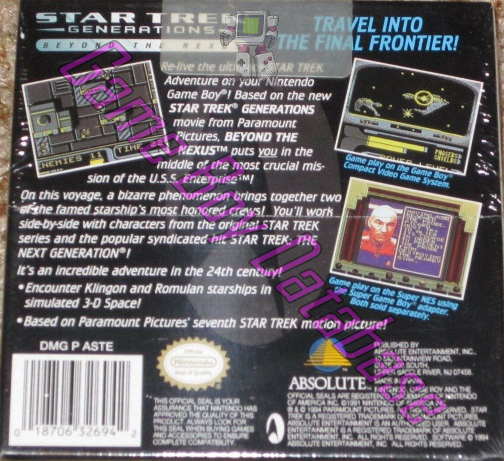 Star Trek Generations Beyond the Nexus USA Back of the box