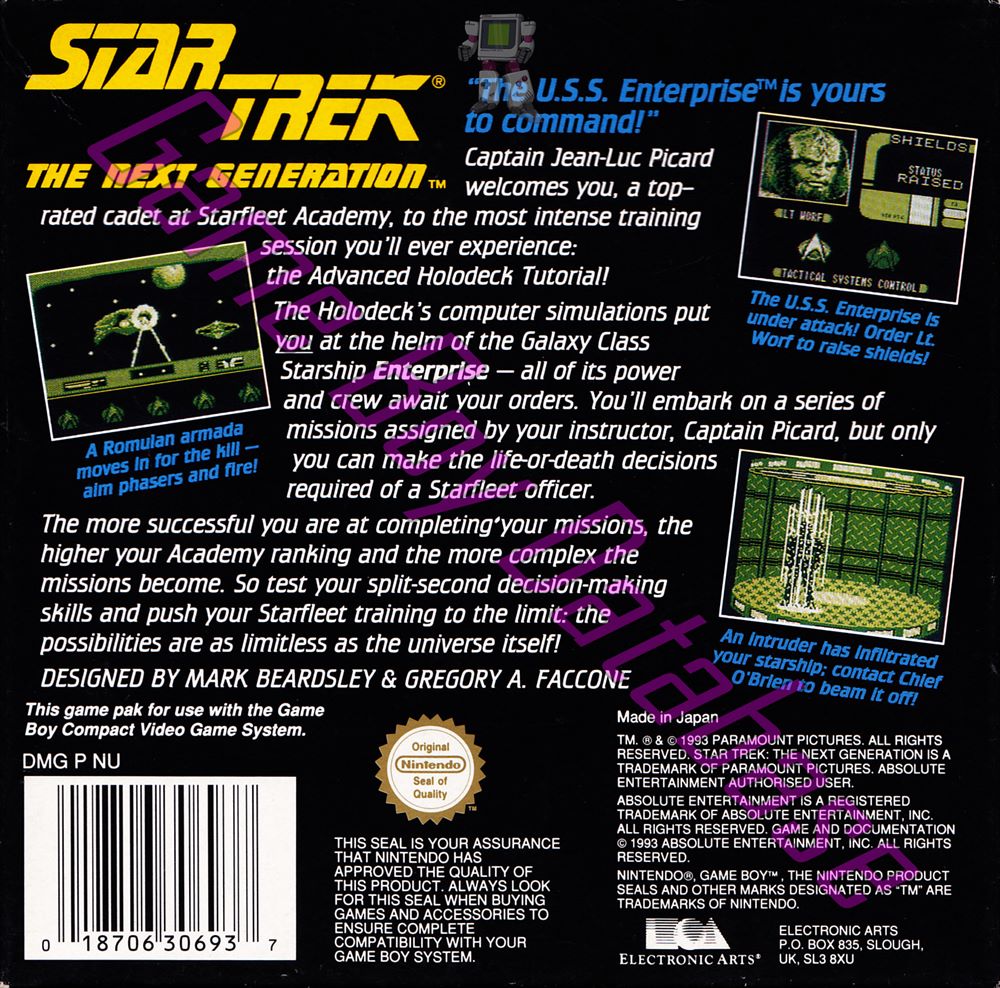 Star Trek the Next Generation UKV Back of the box