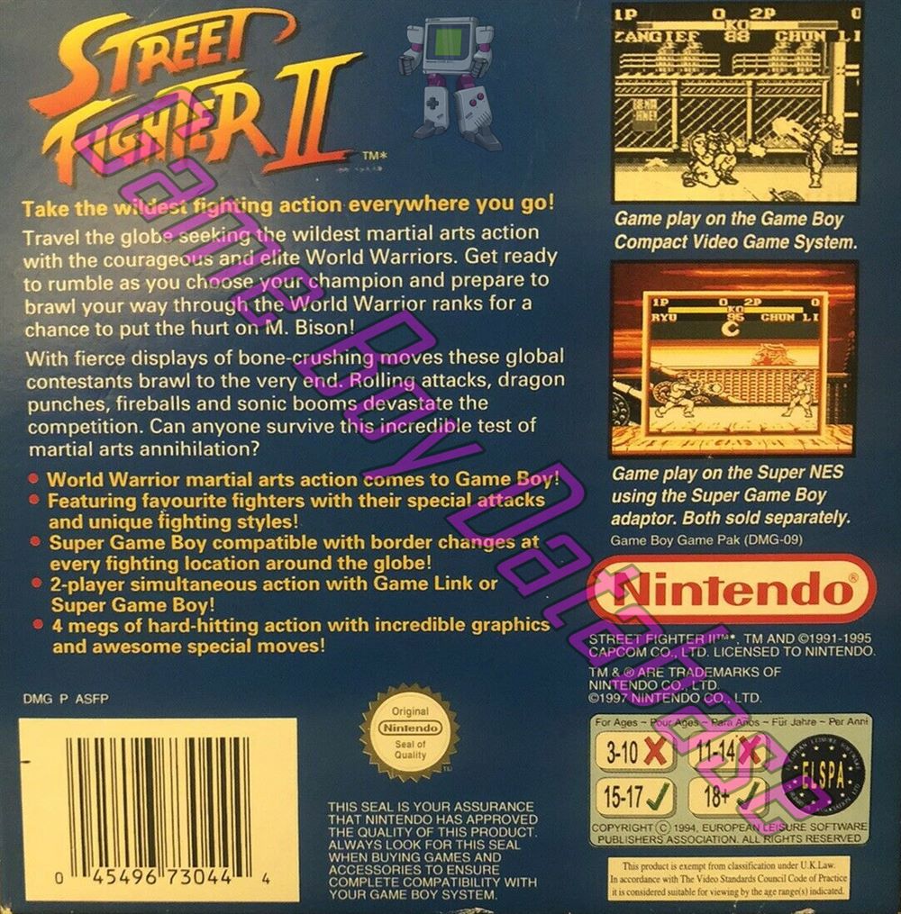 Street Fighter II UKV Back of the box