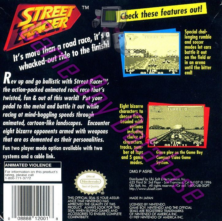 Street racer USA Back of the box