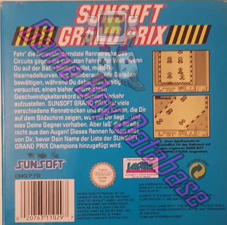 Sunsoft Grand Prix NOE-1 Back of the box