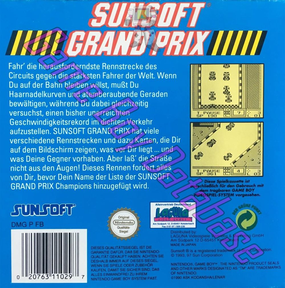 Sunsoft Grand Prix NOE-2 Back of the box