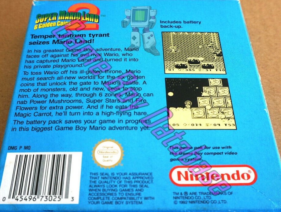 Super Mario Land 2: 6 Golden Coins  AUS-2 Back of the box