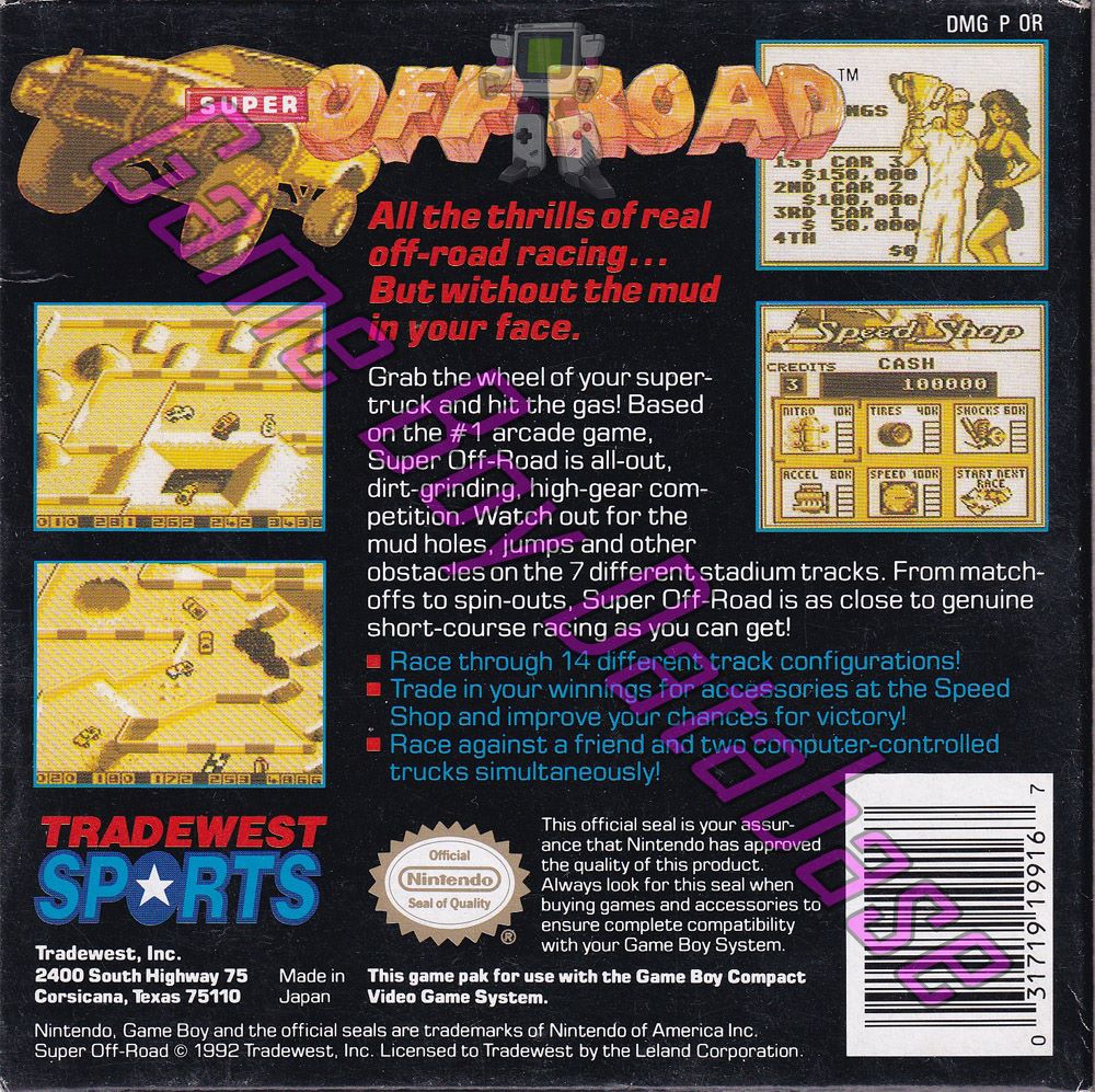 Super Off Road USA Back of the box