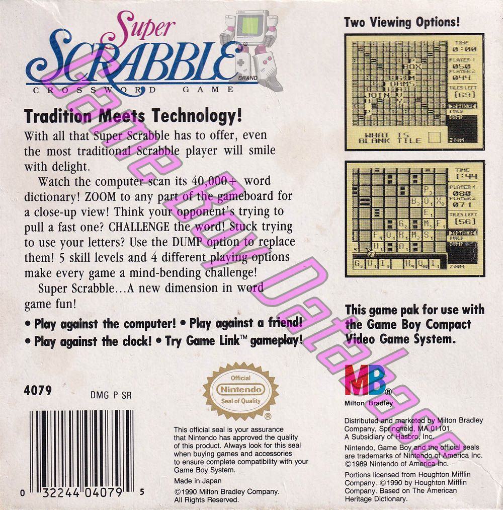 Super Scrabble USA Back of the box