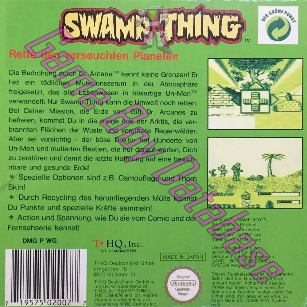 Swamp Thing NOE-1 Back of the box