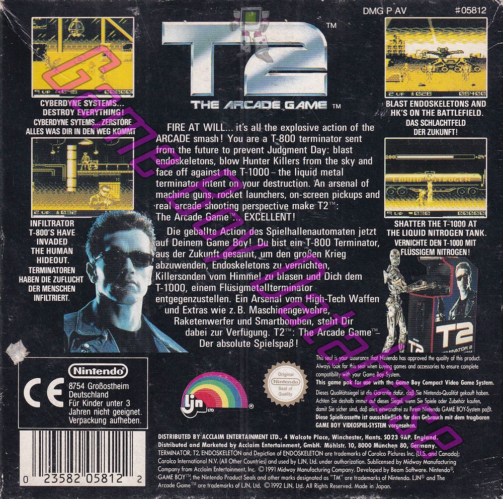 T2 the Arcade Game NOE Back of the box