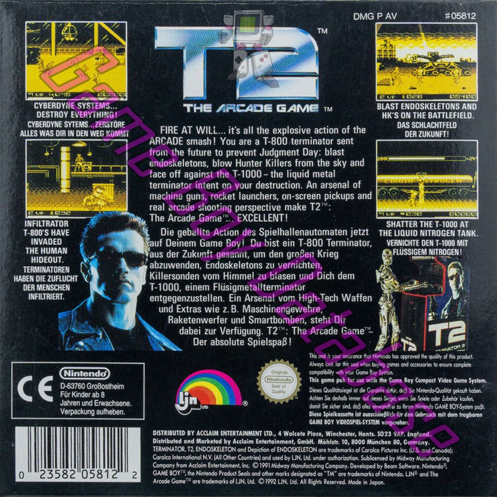 T2 the Arcade Game NOE-1 Back of the box