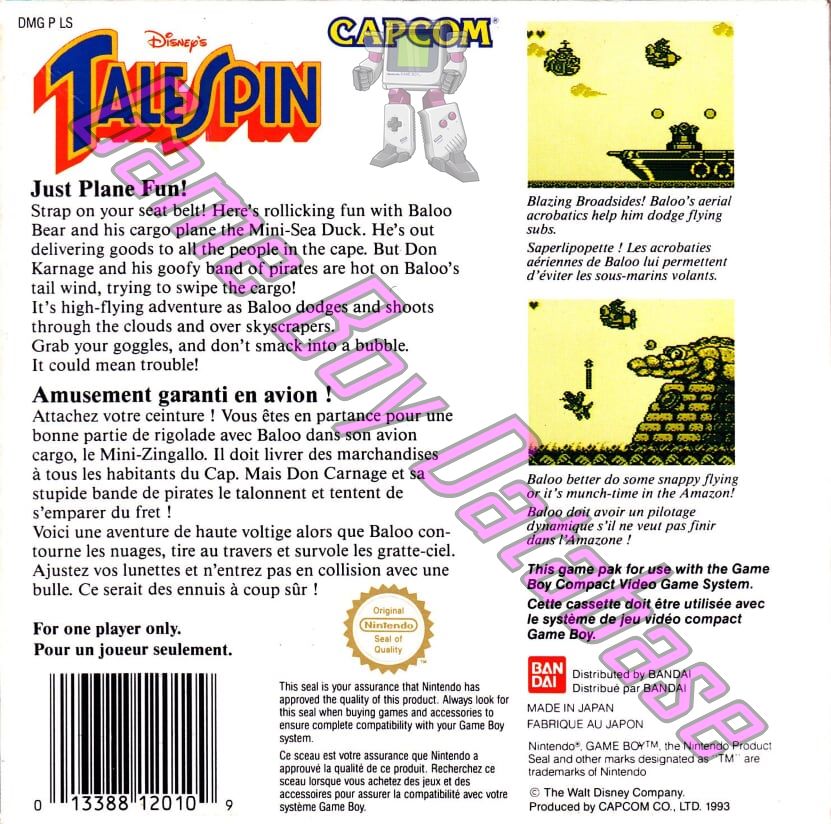 TaleSpin (Disney's) FAH Back of the box