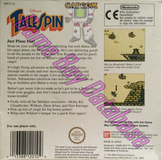 TaleSpin (Disney's) UKV Back of the box