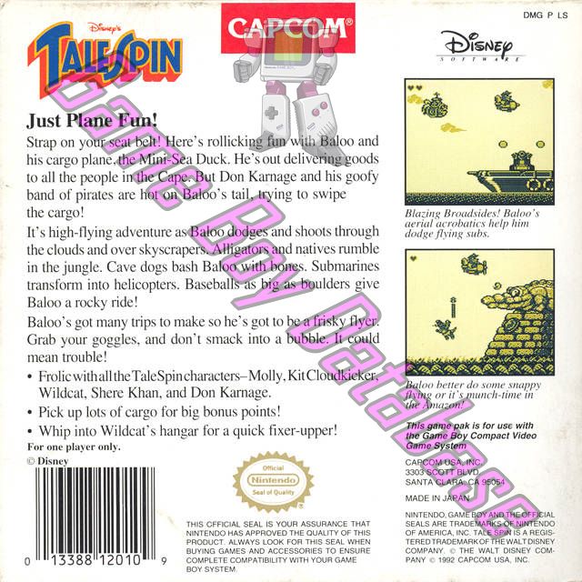 TaleSpin (Disney's) USA Back of the box