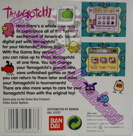 Tamagotchi EUR Back of the box