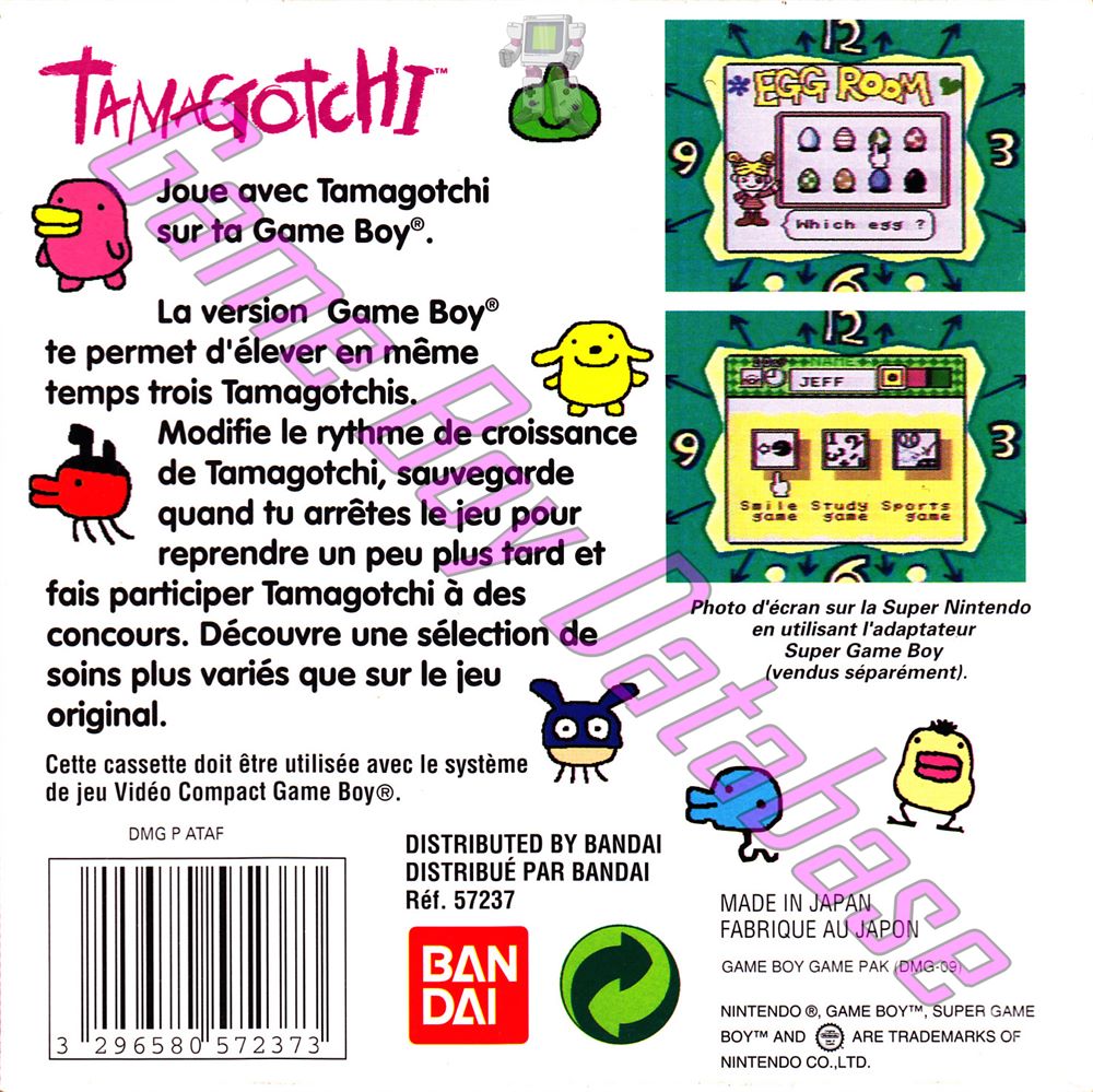 Tamagotchi FRA Back of the box