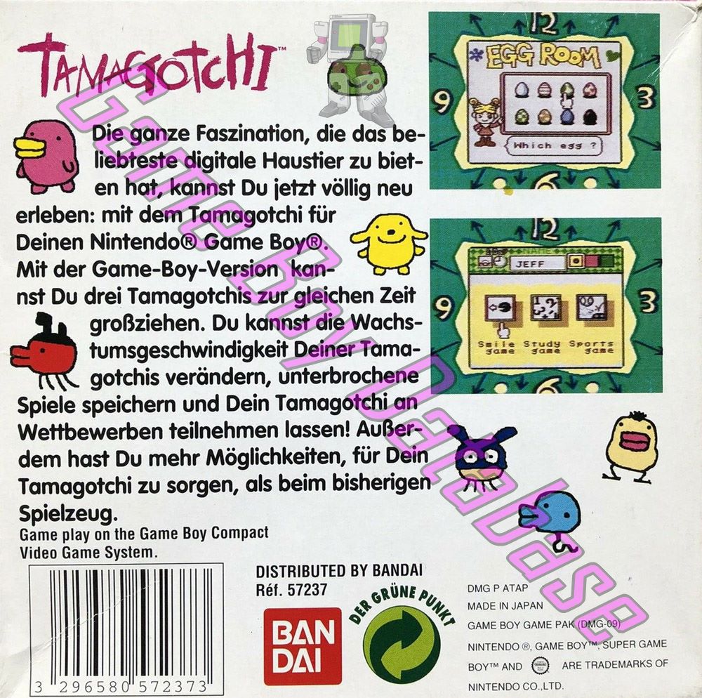 Tamagotchi NOE Back of the box