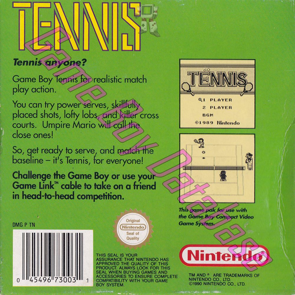 Tennis AUS Back of the box