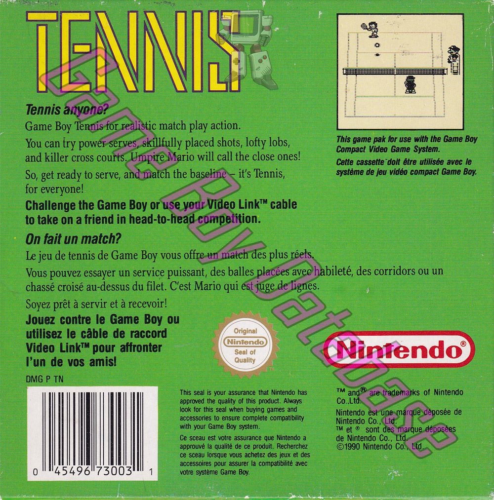 Tennis FAH Back of the box