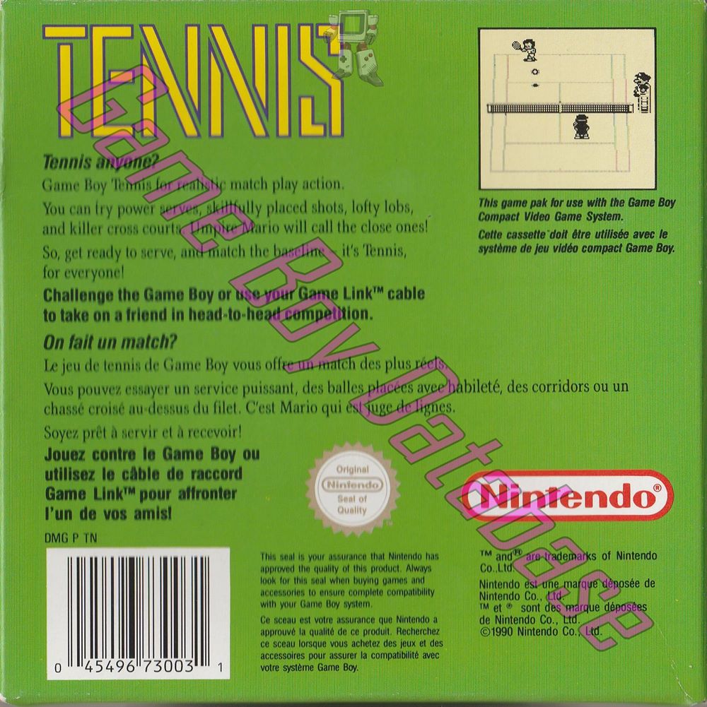 Tennis FAH Back of the box