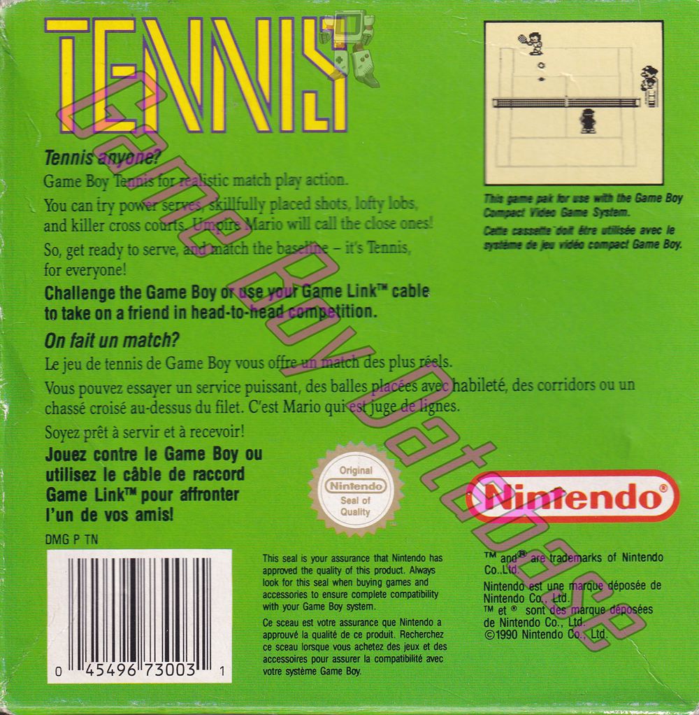 Tennis FAH-1 Back of the box