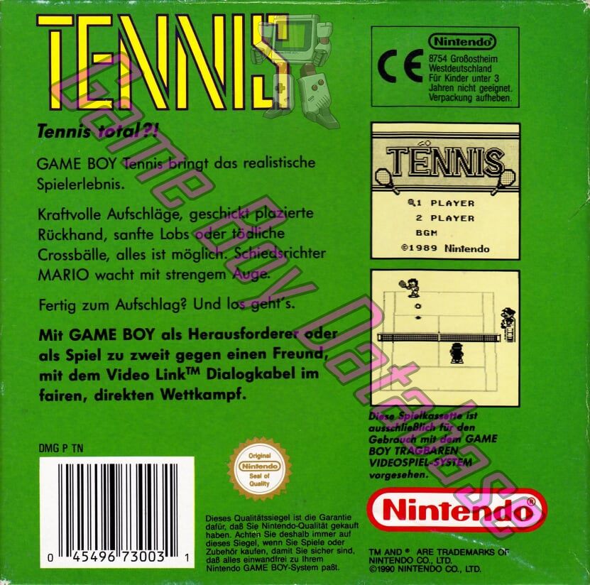 Tennis FRG Back of the box