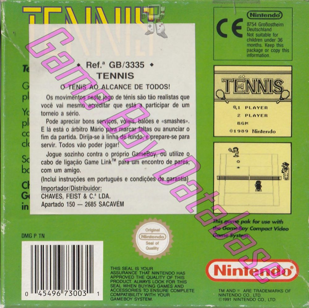 Tennis GPS Back of the box