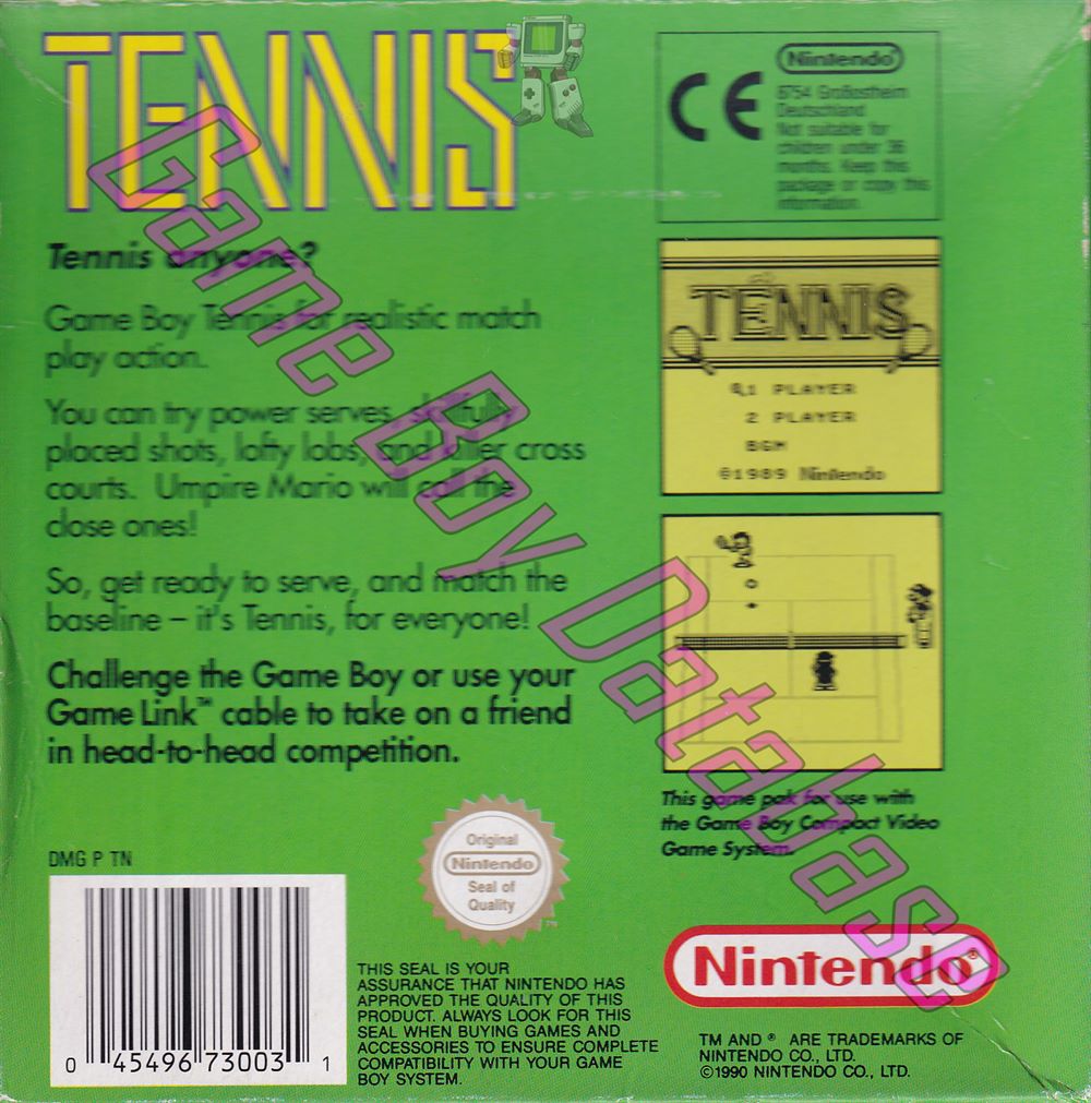 Tennis UKV Back of the box