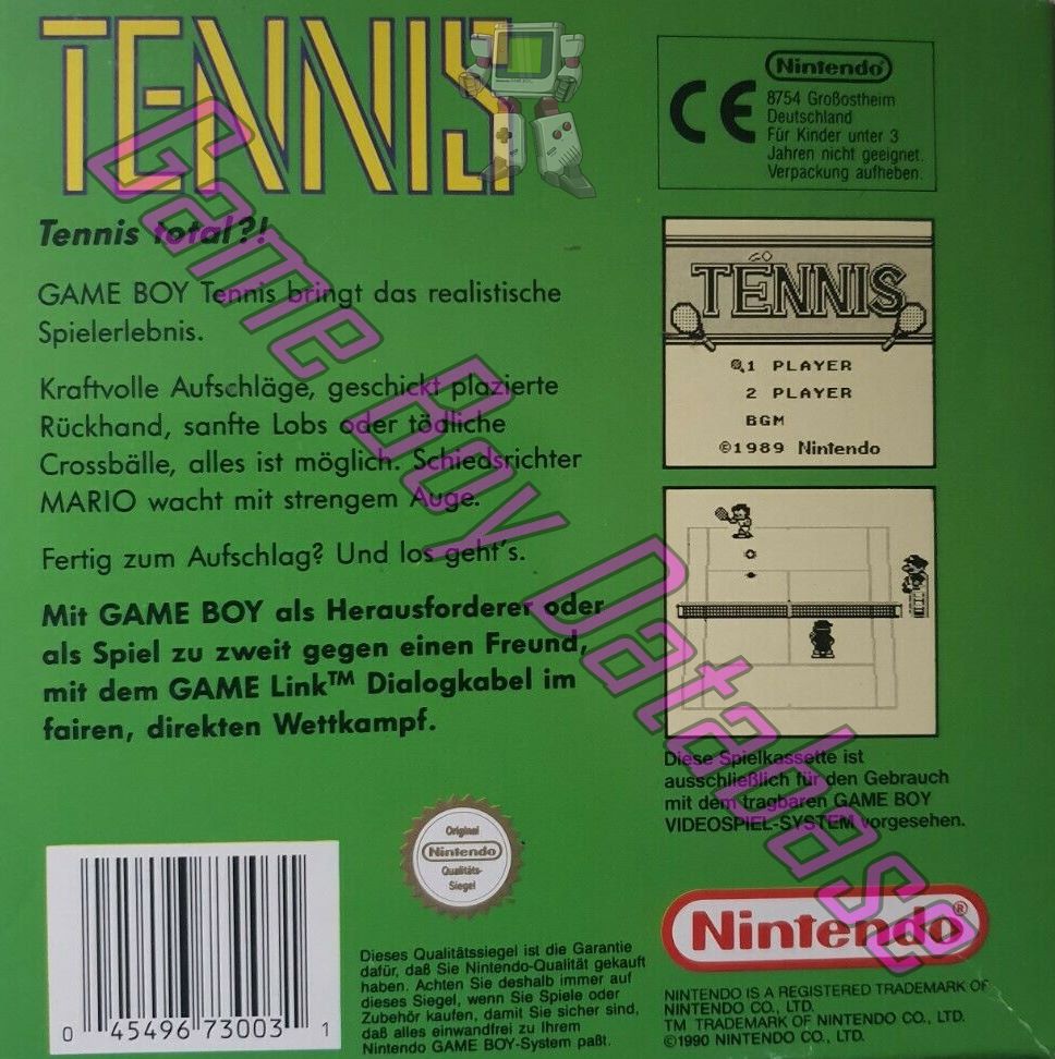 Tennis NOE-1 Back of the box